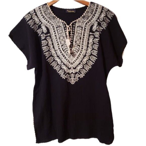 By Altundag 100% Cotton Floral Embroidered Crochet Tunic Size Medium - Picture 2 of 7